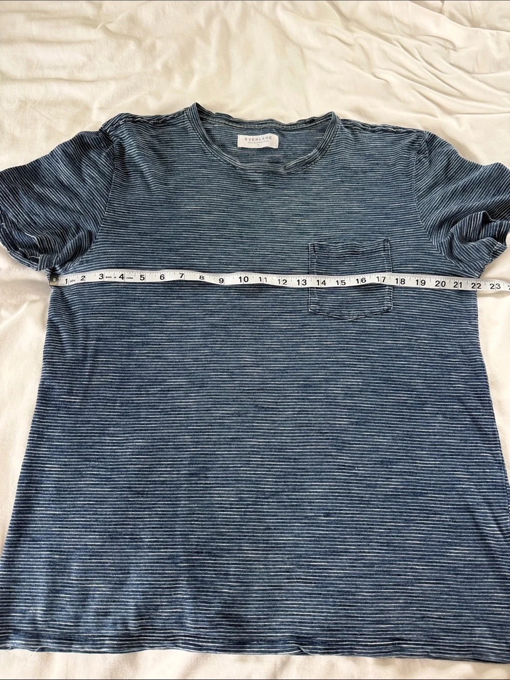 Everlane Navy and White Stripe Pocket Cotton Tee Mens Large - Picture 5 of 8